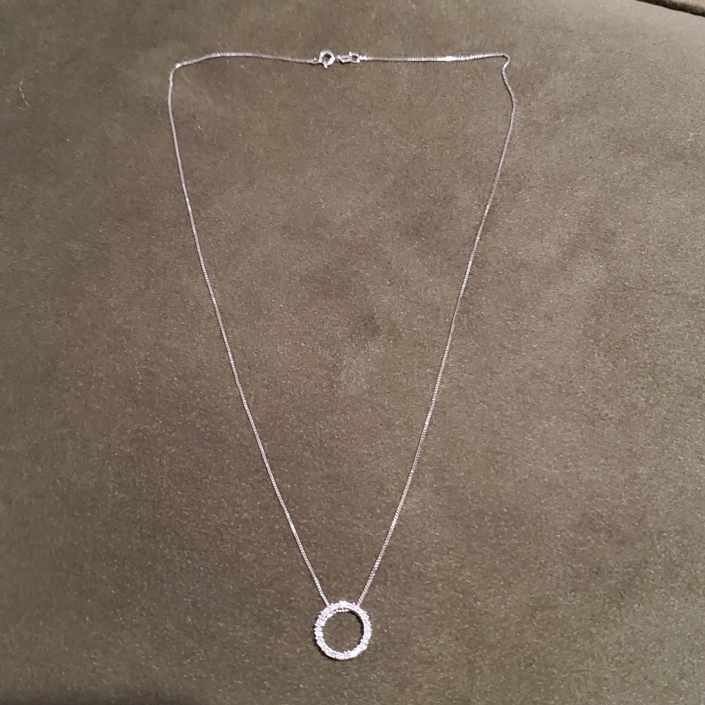 14k Solid White Gold Infinity Diamond Necklace - image 5